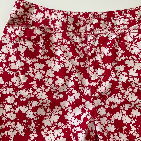 Calvin Klein Jeans Floral Crop Pants Red White Size 8 - Picture 3 of 11